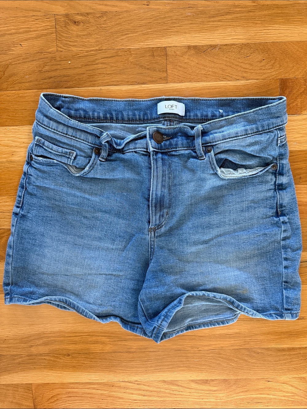 LOFT Light Wash Denim Cutoff Shorts